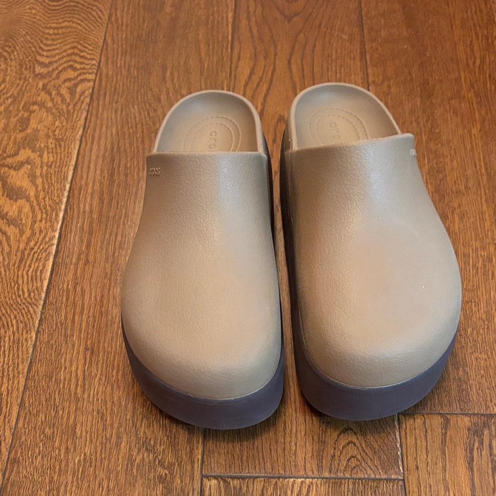 Beige Clogs with Dark Soles